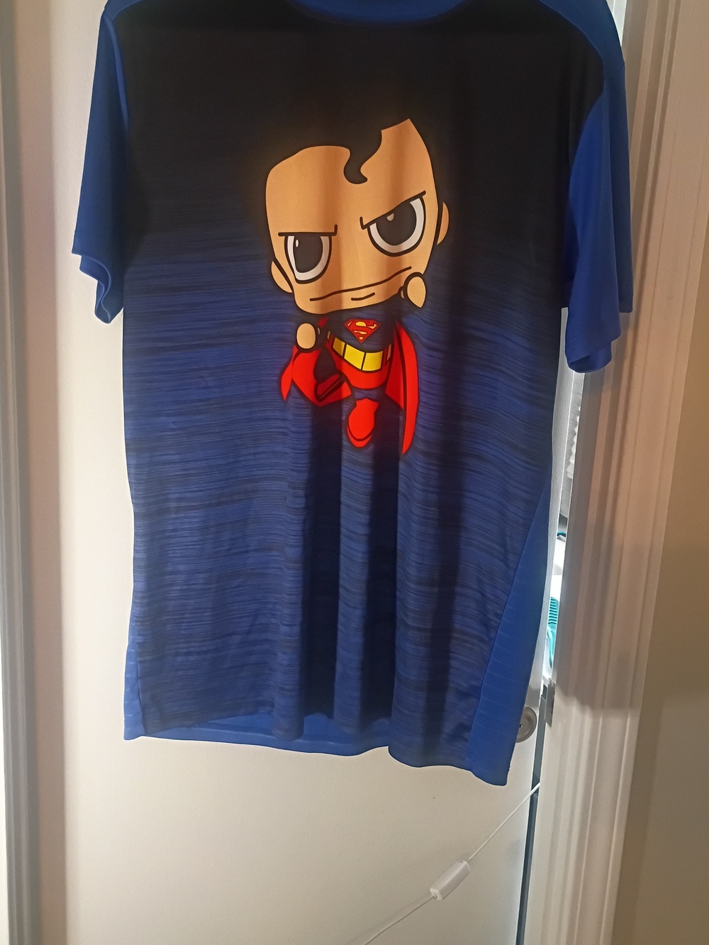 Marvel Blue Gradient Short Sleeve Tee with Superman Cartoon Graphic